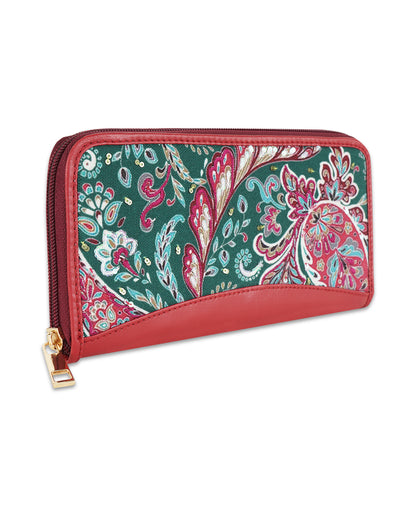 Paisley Top Zip Clutch Wallet