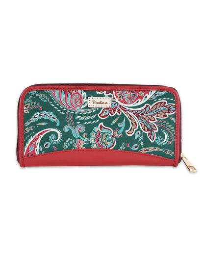 Paisley Top Zip Clutch Wallet