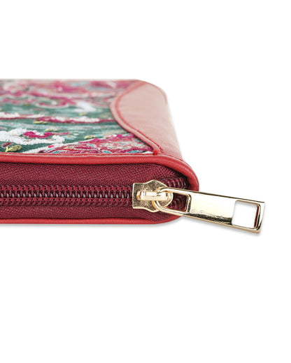 Paisley Top Zip Clutch Wallet