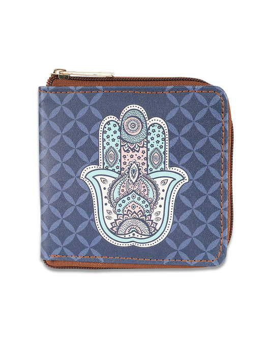 Hamsa Side Zip Vegan Leather Wallet