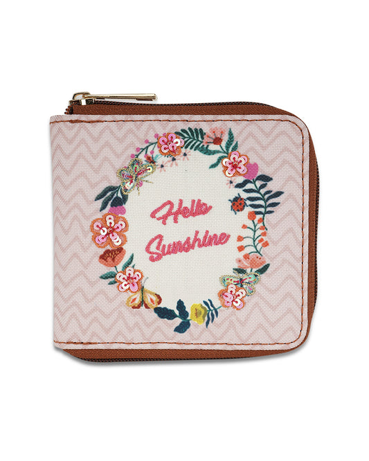 Hello Sunshine Side Zip Canvas Wallet