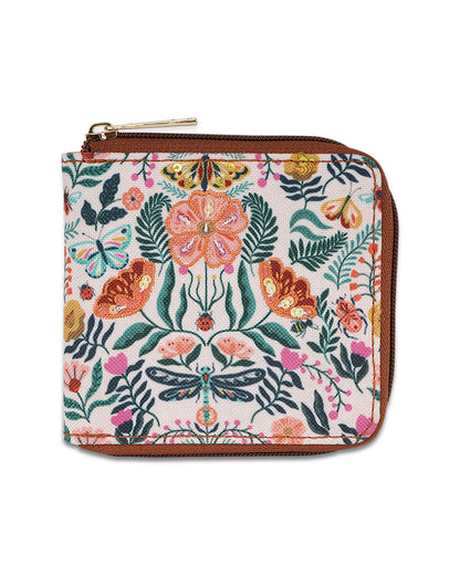 Butterfly Garden Side Zip Canvas Wallet