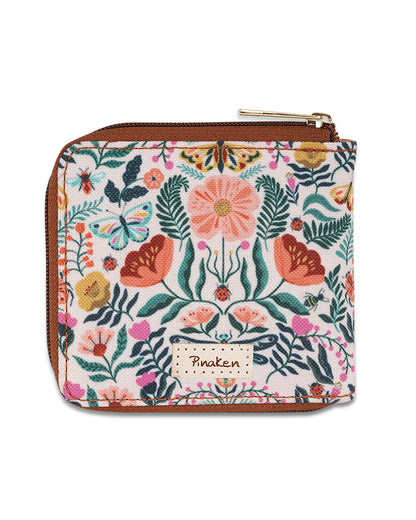 Butterfly Garden Side Zip Canvas Wallet