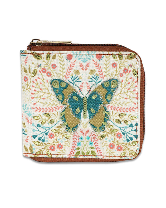 Magical Butterfly Side Zip Canvas Wallet