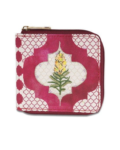 Mughal Art Side Zip Canvas Wallet