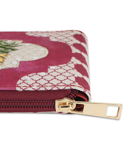 Mughal Art Side Zip Canvas Wallet