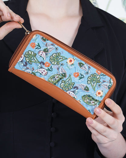 Paisley Blossom Top Zip Clutch Wallet