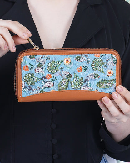 Paisley Blossom Top Zip Clutch Wallet