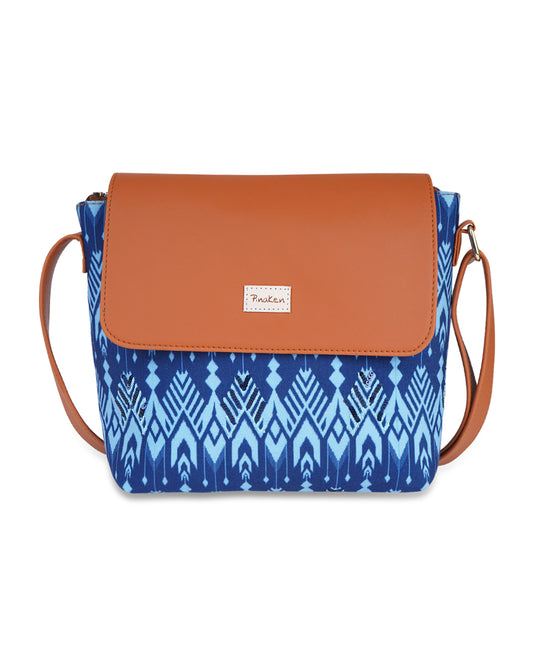 Navy Ikat Bucket Sling Bag