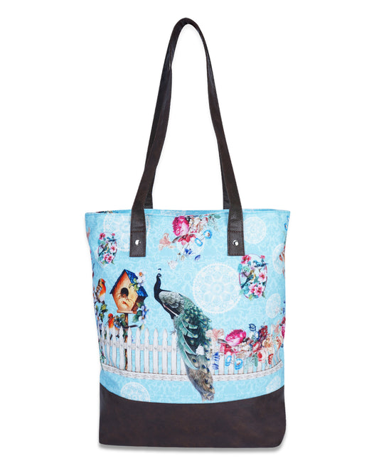 Peacock Fence Shoulder Pu Bottom Tote Bag