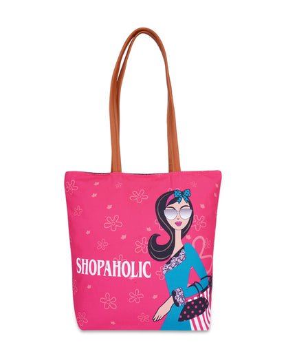 Shopaholic Pu Handle Tote Bag
