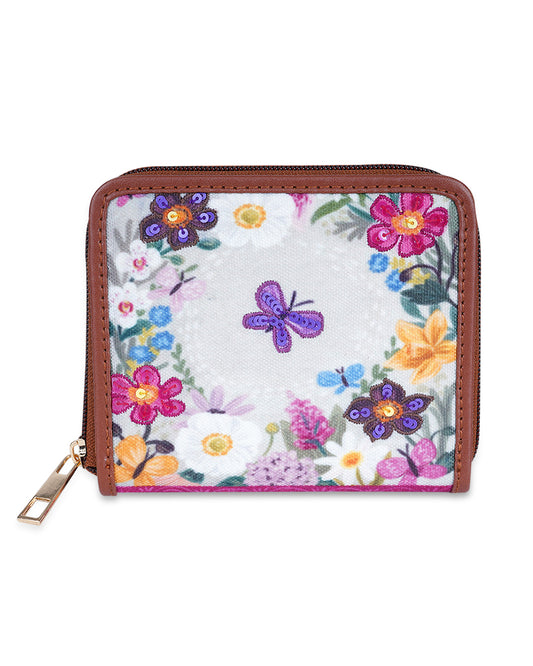 Flower Garden Top Zip Wallet