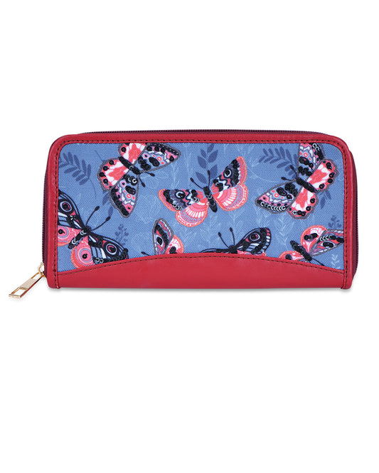 Butterfly Top Zip Clutch Wallet