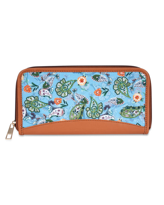 Paisley Blossom Top Zip Clutch Wallet