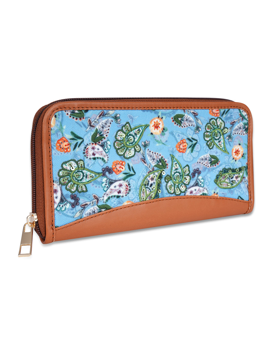 Paisley Blossom Top Zip Cluth Wallet