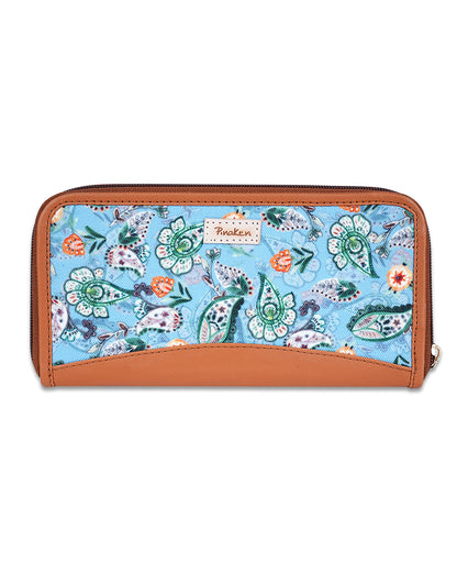 Paisley Blossom Top Zip Clutch Wallet