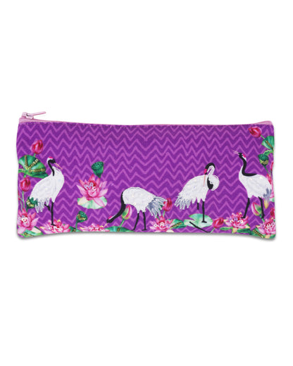 Crane With Lotus & Humming Birds Pencil Pouches