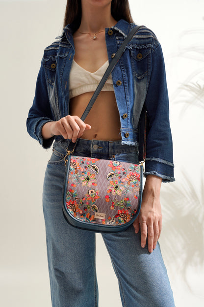 Floral Mash Flap Sling Bag