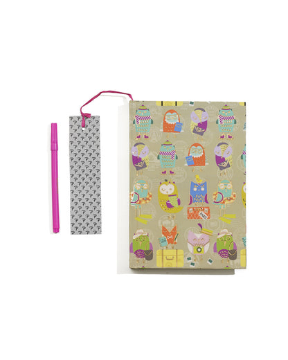 Funky Owls Notebook 8 X 6 Hard Cover