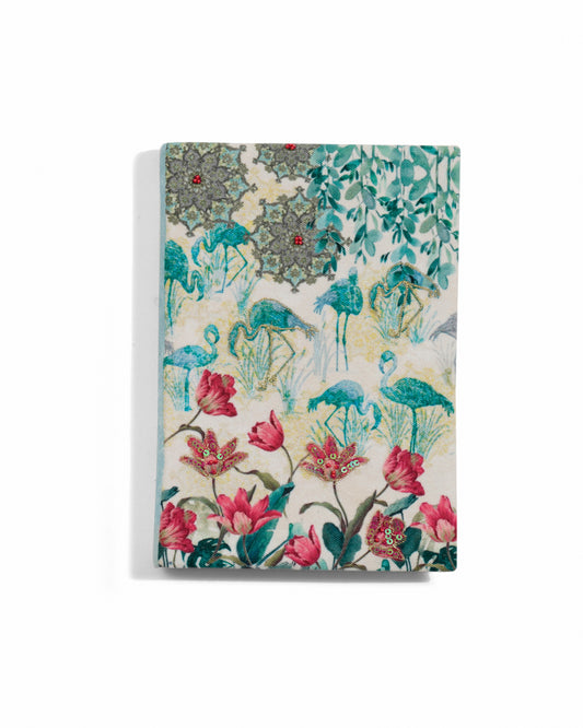 Ethnic Flamingo Fabric Notebook 8 X 6"