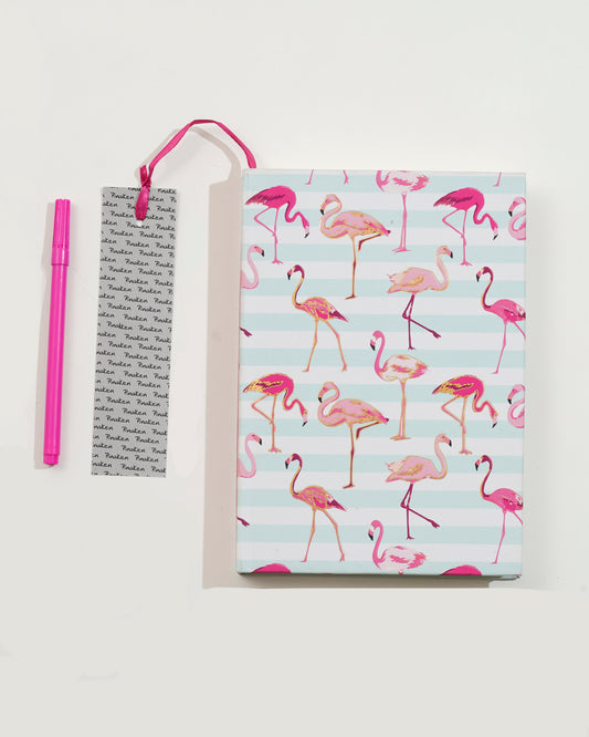 Flamingo Carnations Hard Cover Notebook 8 X 6"