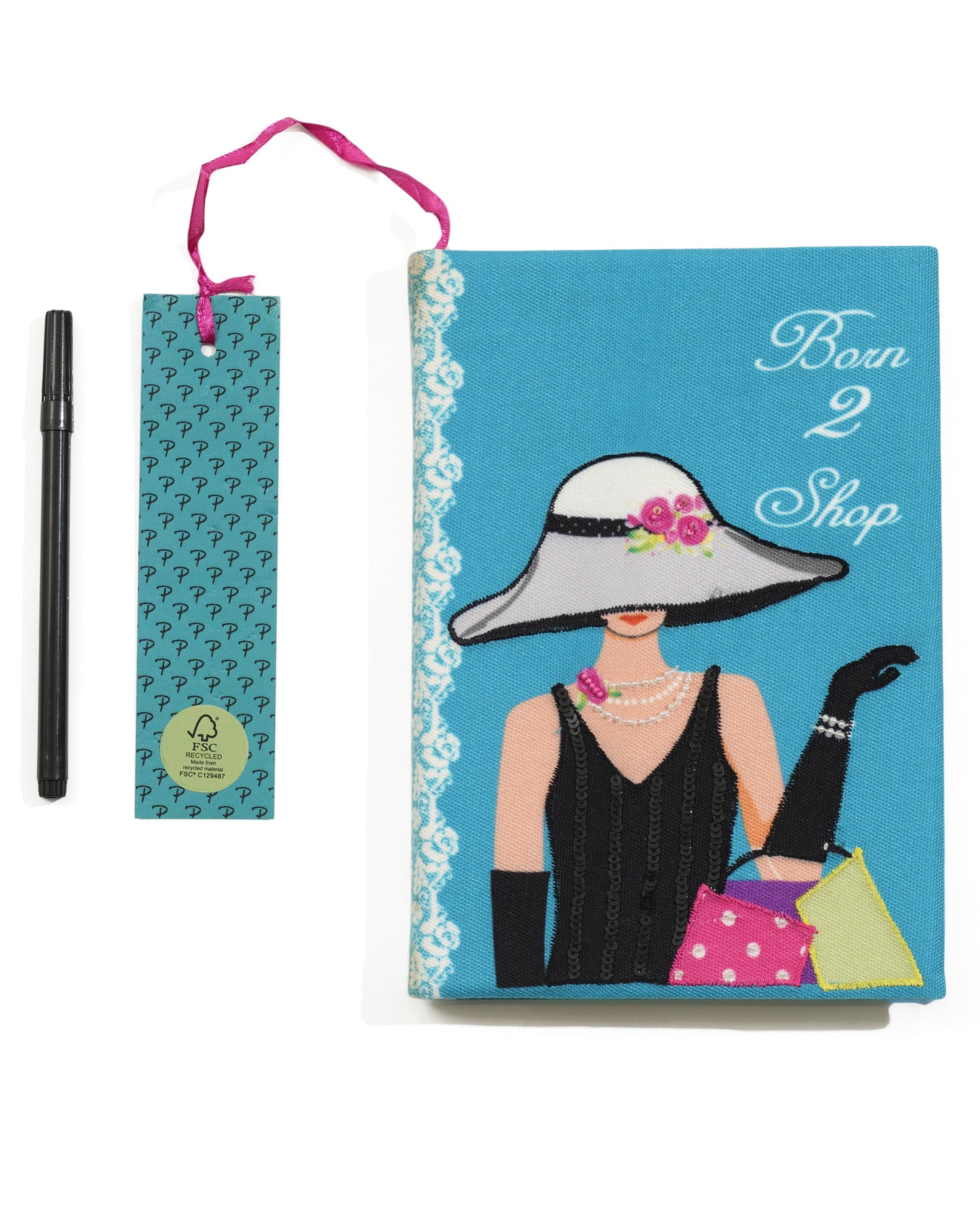 Born to Shop Fabric Notebook 8 X 6"