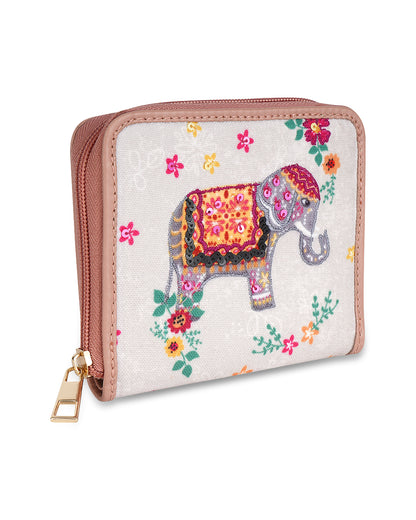 Decorative Elephant Top Zip Wallet