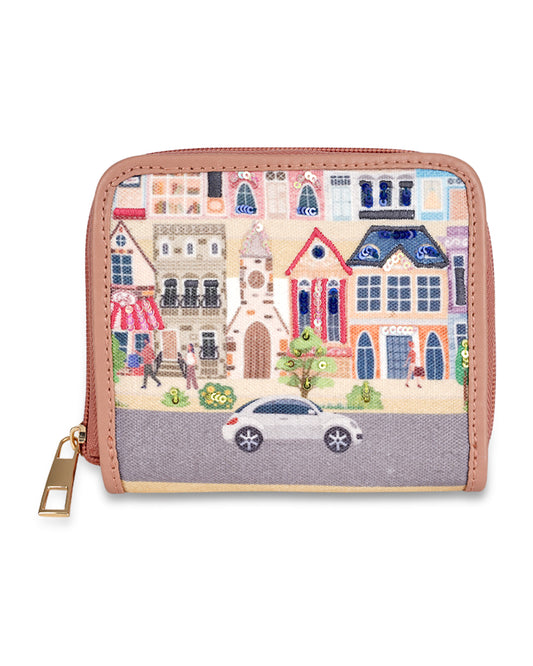 Busy Street Top Zip Wallet