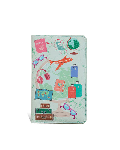 Jet-Setting Passport & Travel Documents Holder Printed Vegan Leather