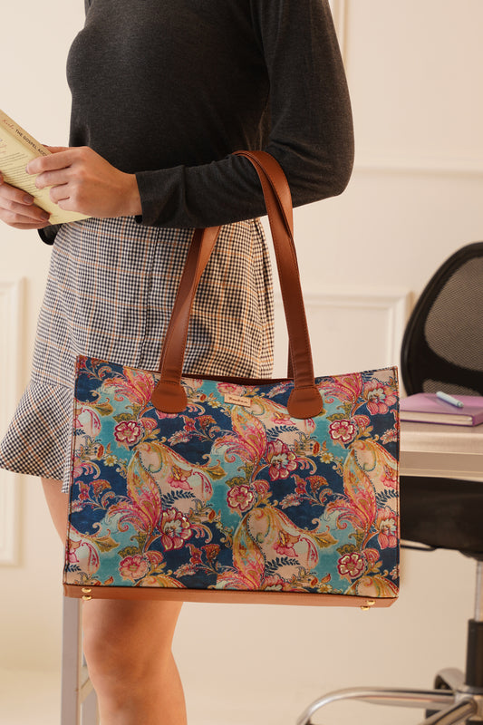 Floral Paisley Office Tote Bag