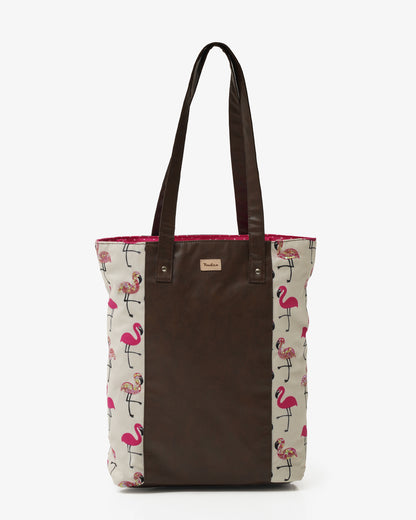 Flamingo Blush Shoulder Tote Bag with Vegan Leather