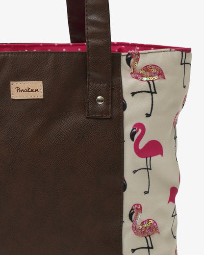 Flamingo Blush Shoulder Tote Bag with Vegan Leather