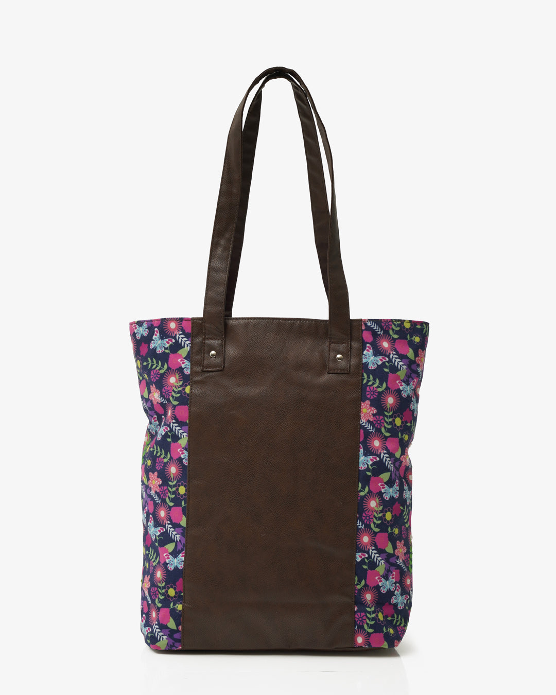 Butterfly Bloom Shoulder Tote Bag with Vegan Leather