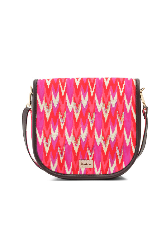 Pink Ikat Flap Sling Bag