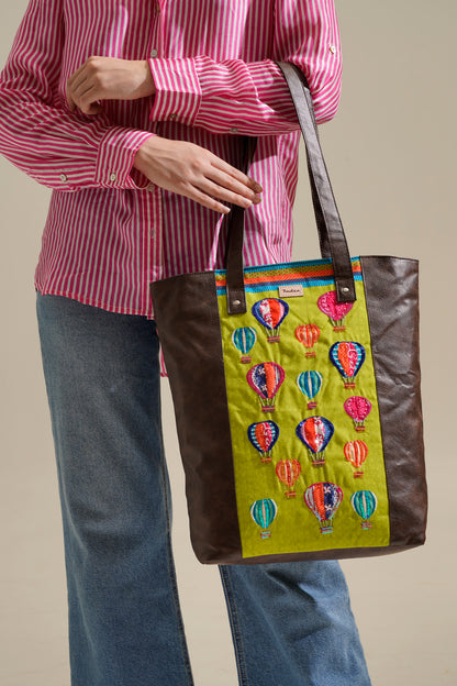 Hot Air Ballon  Pu Side Tote bag