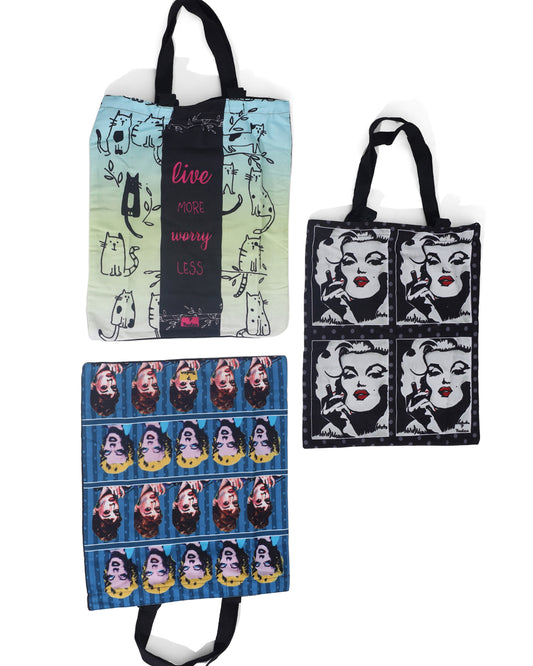 Lady Monroe, Meow, Hollywood Divas Tote Bags Set Of 3