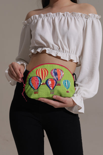 Hot Air Ballon Cosmetic Bag Halfmoon