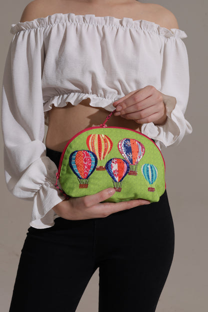 Hot Air Ballon Cosmetic Bag Halfmoon