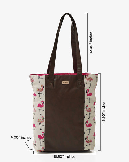 Flamingo Blush Shoulder Tote Bag with Vegan Leather