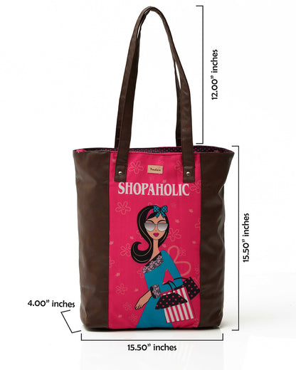 Shopaholic Shoulder Tote Bag With Vegan Leather